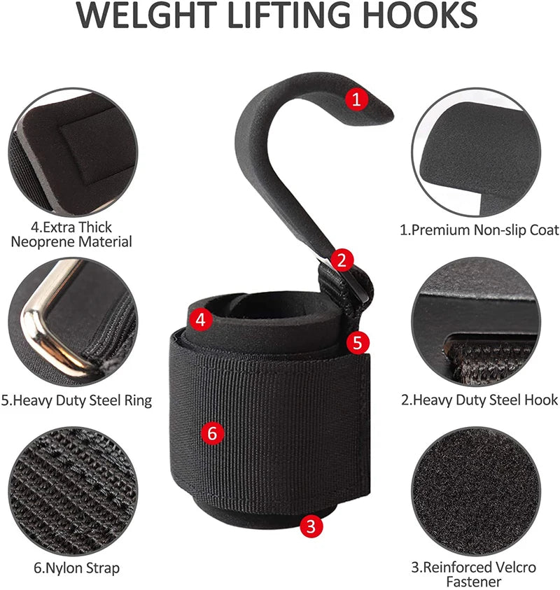 Weight Lifting Hook Grips With Wrist Wraps 