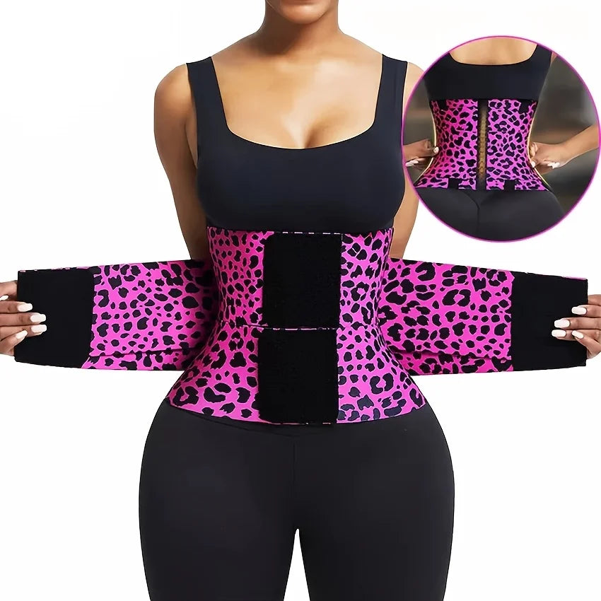 Leopard-print women's abdominal tightening belt