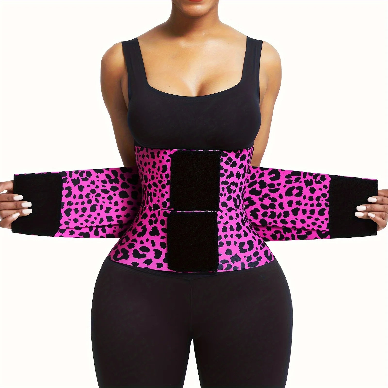Leopard-print women's abdominal tightening belt