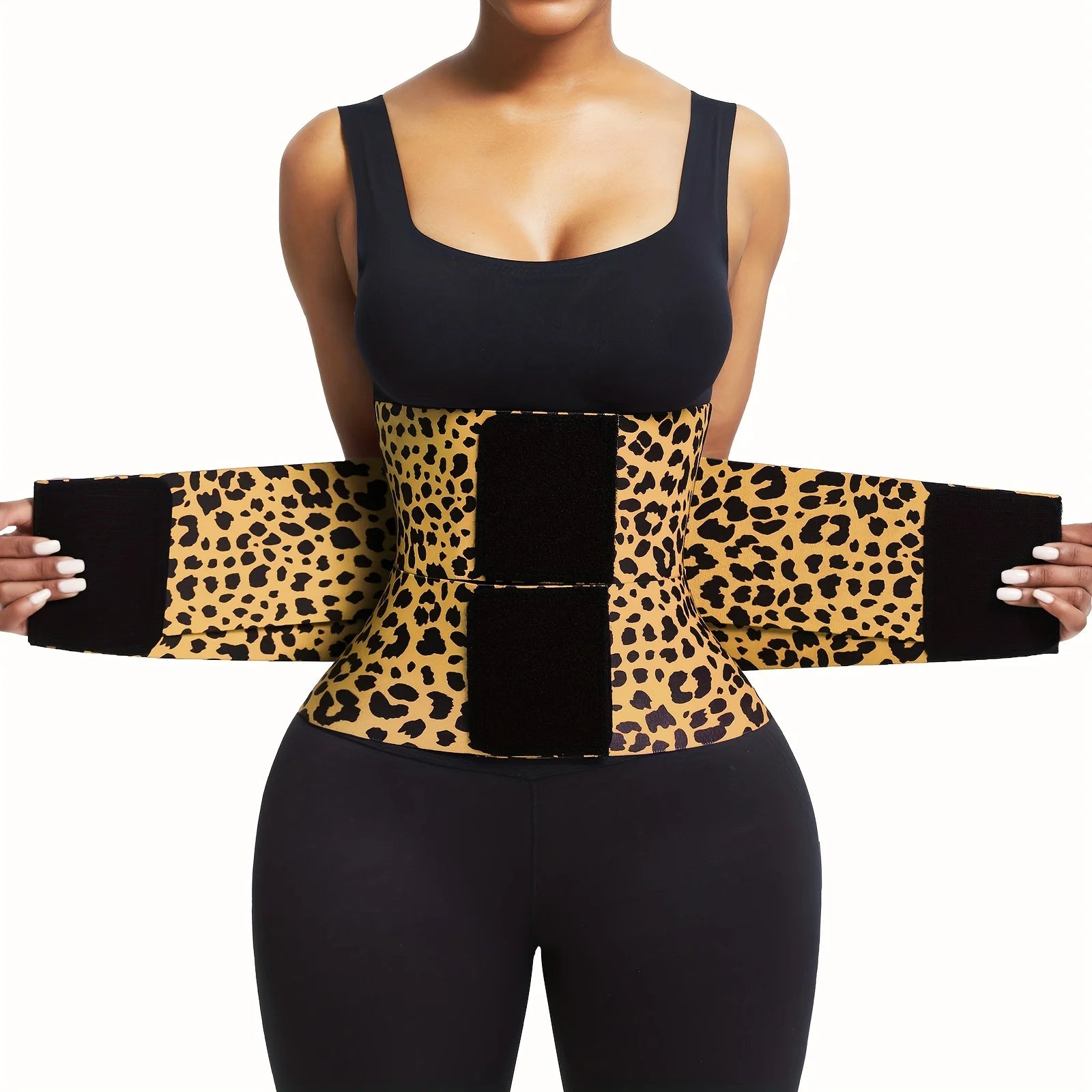 Leopard-print women's abdominal tightening belt